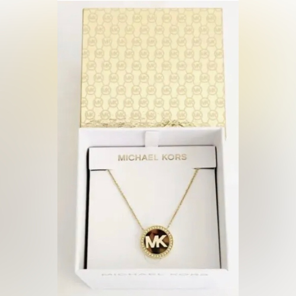 MICHAEL KORS Gold Tone Pave MK Logo Bracelet MKJ7319710 with crystal accent